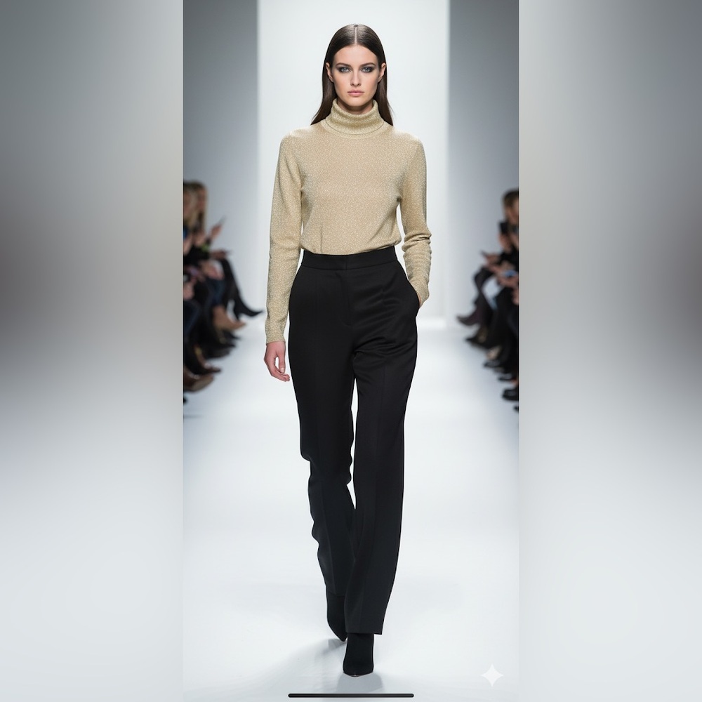 Judith & Charles  gold metallic knit turtleneck Euc
